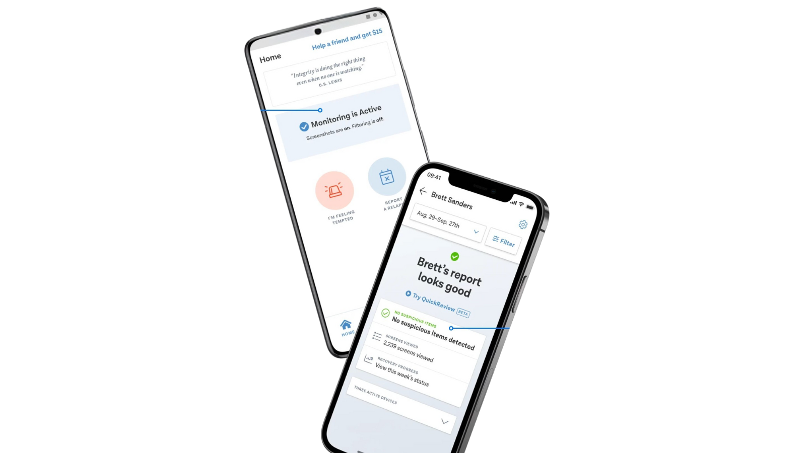 Ever Accountable mobile app interface